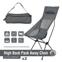 Pack Away Outdoor Chair With Carry Bag (Gray) Pack Of 2 - thumbnail 2