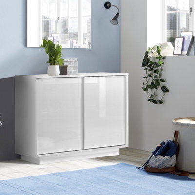 FurniComp LTD Furnicomp Glacia 2 Door 92Cm White Gloss Sideboard - image 1