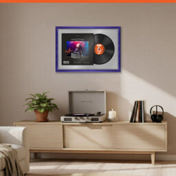 "AK Frames 25X17"" Purple Classic Vinyl Record Frame With Silver Mount For 12 Inch Lp Cover & Disc - Overlapped Design" - thumbnail 8