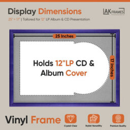 "AK Frames 25X17"" Purple Classic Vinyl Record Frame With Silver Mount For 12 Inch Lp Cover & Disc - Overlapped Design" - thumbnail 2