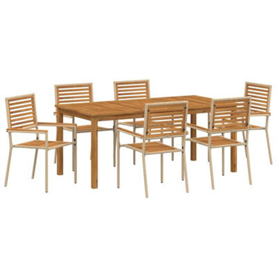 Berkfield Modern Garden Dining Set 7 Pcs Beige Poly Rattan - image 1