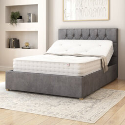 Aspire Olivier Electric Adjustable Bed Upholstered With Pocket Sprung Mattress Uk Made, Plush Steel, Size Double - thumbnail 3