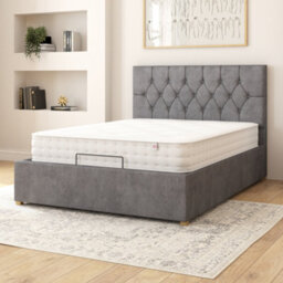 Aspire Olivier Electric Adjustable Bed Upholstered With Pocket Sprung Mattress Uk Made, Plush Steel, Size Double - thumbnail 2
