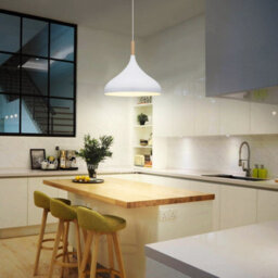 Long Life Lamps Company Vintage Retro White Metal Ceiling Pendant Light Wood Fitting M0109 - thumbnail 8