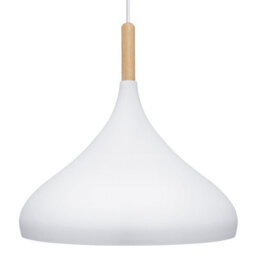 Long Life Lamps Company Vintage Retro White Metal Ceiling Pendant Light Wood Fitting M0109 - thumbnail 4