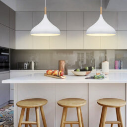 Long Life Lamps Company Vintage Retro White Metal Ceiling Pendant Light Wood Fitting M0109 - thumbnail 6