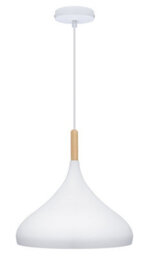 Long Life Lamps Company Vintage Retro White Metal Ceiling Pendant Light Wood Fitting M0109 - thumbnail 3