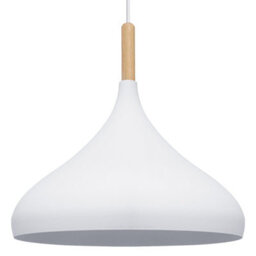 Long Life Lamps Company Vintage Retro White Metal Ceiling Pendant Light Wood Fitting M0109