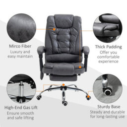Vinsetto Ergonomic Heated 6 Points Vibration Massage Office Chair Dark Grey - thumbnail 8