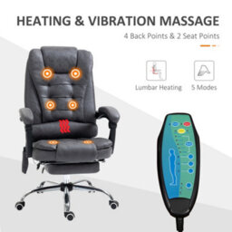 Vinsetto Ergonomic Heated 6 Points Vibration Massage Office Chair Dark Grey - thumbnail 4