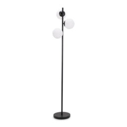 Valuelights Jas Black 3 Way Floor Lamp With White Frosted Glass Globe Shades - thumbnail 2