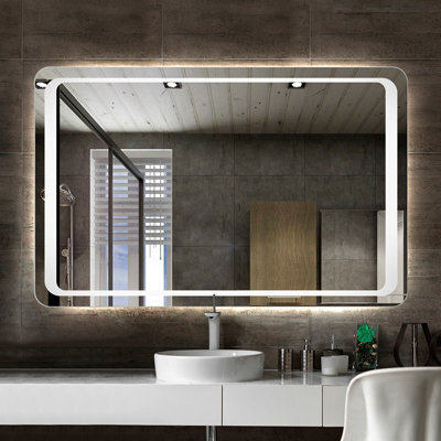 Living And Home Rectangular Wall Mounted Led Bathroom Mirror With Anti Fog And Sensor 600 X 800 mm - image 1