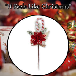 Poinsettia Candy Cane Pick Christmas Decoration Ornament X 1 30Cm Red - thumbnail 7