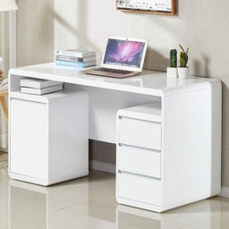 Furniture in Fashion Florentine Gloss Computer Desk With 1 Door 3 Drawers In White