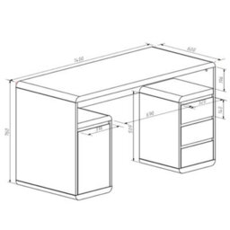Furniture in Fashion Florentine Gloss Computer Desk With 1 Door 3 Drawers In White - thumbnail 2