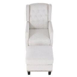 Darphe White Modern Pushback Recliner Chair With Footstool - thumbnail 3