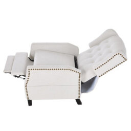 Darphe White Modern Pushback Recliner Chair With Footstool - thumbnail 4