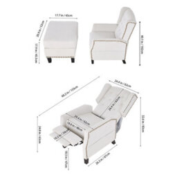 Darphe White Modern Pushback Recliner Chair With Footstool - thumbnail 6