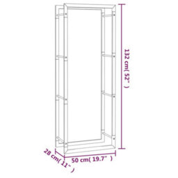 Vidaxl Firewood Rack Matt Black 50X28X132 Cm Steel Firewood Racks - thumbnail 8