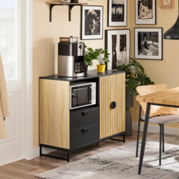 Sobuy Fsb103-N, Sideboard Cabinet Kitchen Cupboard With Microwave Shelf,wood Veneer,w107Xd40Xh85.4 - thumbnail 2