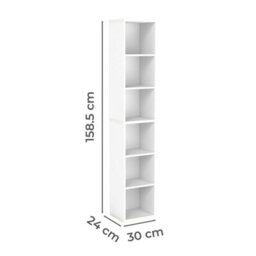 Levede Slim Wooden Bookcase White Storage Shelf Organizer For Home Office - thumbnail 4