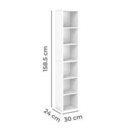 Levede Slim Wooden Bookcase White Storage Shelf Organizer For Home Office - thumbnail 8