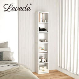 Levede Slim Wooden Bookcase White Storage Shelf Organizer For Home Office - thumbnail 9