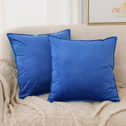 Deconovo Set Of 2 Crushed Cushion Covers 40Cm X 40Cm 16X16 Inches Pillowcases Flanges Throw For Boys With Invisible Zipper Blue - thumbnail 1