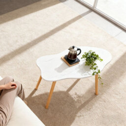 Cloud-Shaped Coffee Table Modern Living Room Centre Table With Natural Wood Legs - thumbnail 3