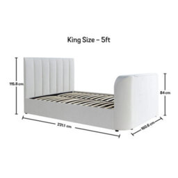 Lucille Upholstered Tv Bed Cream/beige Natural Velvet - King Size 5Ft Bed Frame Only - thumbnail 6