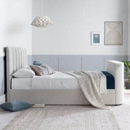 Lucille Upholstered Tv Bed Cream/beige Natural Velvet - King Size 5Ft Bed Frame Only - thumbnail 2