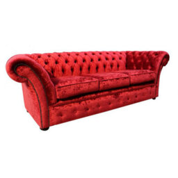 Chesterfield 3 Seater Modena Pillarbox Red Velvet Sofa In Balmoral Style - thumbnail 2