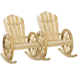 Wyld Haus Bamo Set Of 2 Natural Fir Wood Adirondack Rocking Chairs With Reclining Back - thumbnail 2