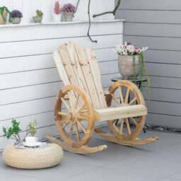 Wyld Haus Bamo Set Of 2 Natural Fir Wood Adirondack Rocking Chairs With Reclining Back - thumbnail 3