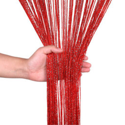 Neel Blue String Curtains Glitter Fringe Panel Fly Screen Doorway Tassel Curatin, 200Cm X 90Cm - Red - thumbnail 5