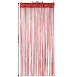 Neel Blue String Curtains Glitter Fringe Panel Fly Screen Doorway Tassel Curatin, 200Cm X 90Cm - Red - thumbnail 3