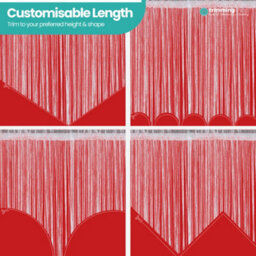 Neel Blue String Curtains Glitter Fringe Panel Fly Screen Doorway Tassel Curatin, 200Cm X 90Cm - Red - thumbnail 8
