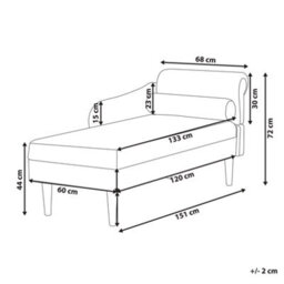 Beliani Right-Hand Chaise Longue Yvoire Fabric Off-White - thumbnail 3