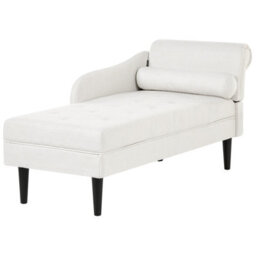 Beliani Right-Hand Chaise Longue Yvoire Fabric Off-White - thumbnail 4