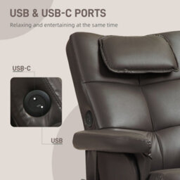 Homcom Massage Recliner Chair With Footstool And Hidden Storage, Dark Brown - thumbnail 7