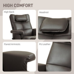 Homcom Massage Recliner Chair With Footstool And Hidden Storage, Dark Brown - thumbnail 8