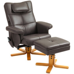 Homcom Massage Recliner Chair With Footstool And Hidden Storage, Dark Brown - thumbnail 2