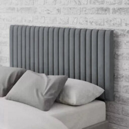"Urban Textures - Luxury 20"" High Velvet Fabric Upholstered Vertical Thin Lines Headboard - Grey"