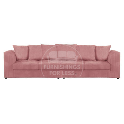 Furnishings For Less UK Luxor Long Fabric Jumbo Cord 4 Seater Sofa - Scatter Back Pink - image 1