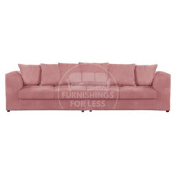 Furnishings For Less UK Luxor Long Fabric Jumbo Cord 4 Seater Sofa - Scatter Back Pink