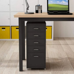 Filing Cabinet On Wheels 5 Drawer Metal Storage Unit Office Drawer Black - thumbnail 3