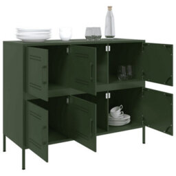 Berkfield Sideboard Olive Green 100.5X39X79 Cm Steel - thumbnail 5