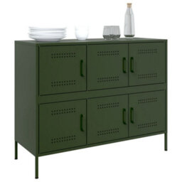 Berkfield Sideboard Olive Green 100.5X39X79 Cm Steel - thumbnail 4
