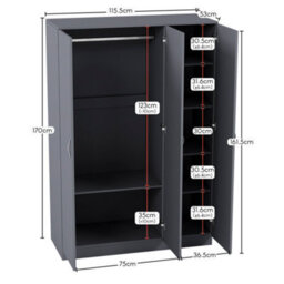 Lassic Vida Designs Riano 4 Piece Bedroom Set (1 Drawer Bedside Chest, 5 Drawer Chest, 3 Door Wardrobe), Grey - thumbnail 3