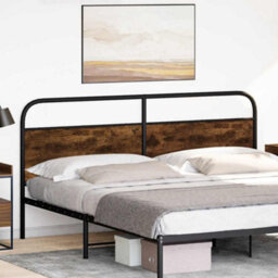 Berkfield Headboard Smoked Oak 200 Cm Steel And Engineered Wood - thumbnail 2